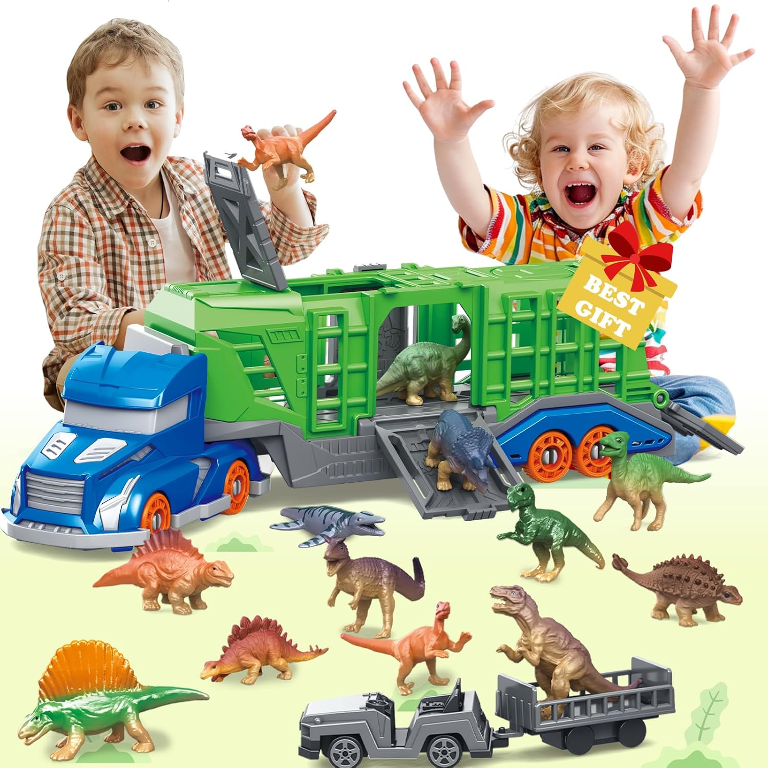 Sandbox Play Set - Dinosaur Animal Transport Vehicle Toy Set