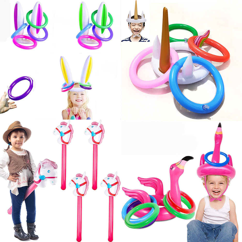Kids Toys Horse - Inflatable Horsehead Stick Unicorn Rainbow Horse