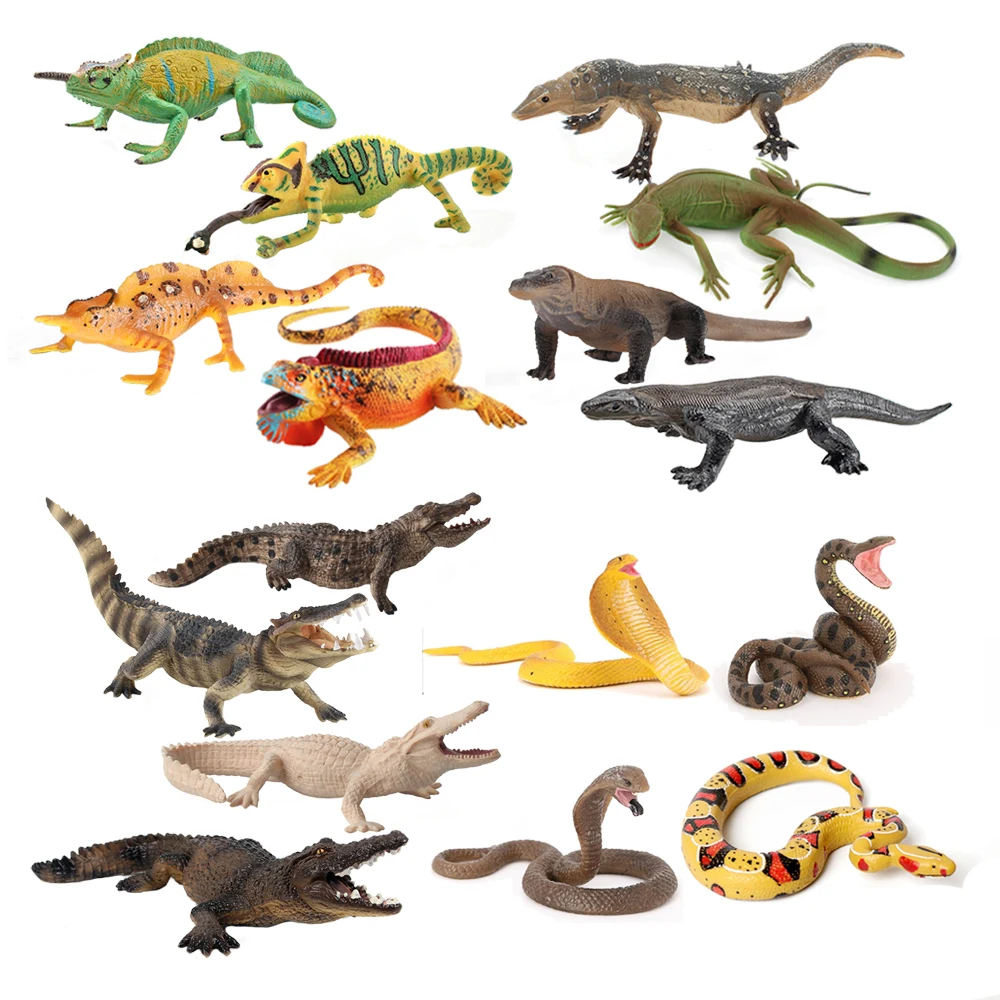 Sandbox Play Set - Plastic Chameleon Model Toy Iguana Crocodile