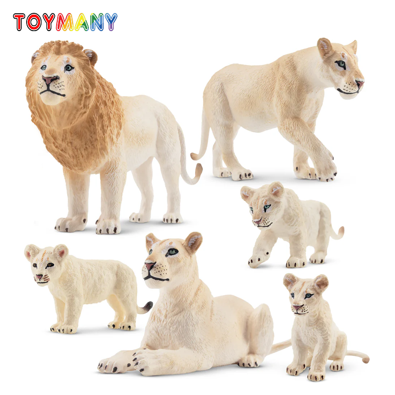 6Pcs Simulation White Lion Fam - Kids Toys Under $5 评论和价格